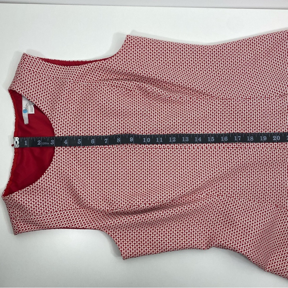 Boden Red White Jacquard Woven Houndstooth Sleeveless Tank Sheath A-Line Dress 8 - Picture 13 of 15
